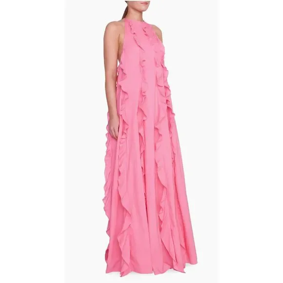 Staud Marika Ruffled Halter Gown